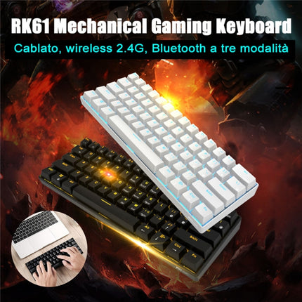 RK61 61 Keys Bluetooth / Wireless Dual Modes Tablet Mobile Gaming Mechanical Keyboard, Cable Length: 1.5m, Green Shaft, Tea Shaft, Red Shaft