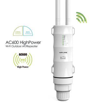 WAVLINK AC600 AP 2.4G/5G Dual Frequency Outdoor High Power Repeater, EU Plug, US Plug, UK Plug
