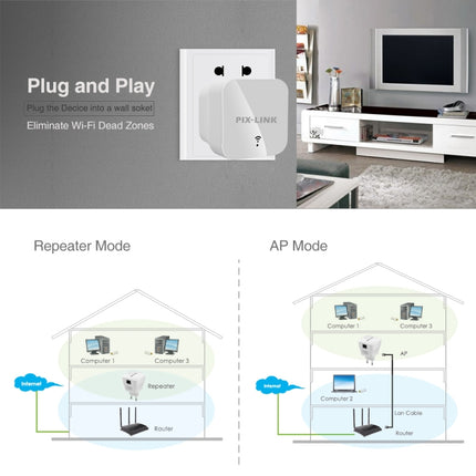 PIXLINK WR12 300Mbps WIFI Signal Amplification Enhanced Repeater, EU Plug, UK Plug, US Plug, AU Plug