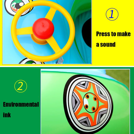 Sunshade and Sunscreen Baby Swimming Ring Car Boat Shape Inflatable Swimming Ring with Horn, Light Blue + Green, Purple+Yellow