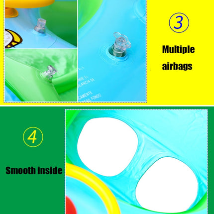 Sunshade and Sunscreen Baby Swimming Ring Car Boat Shape Inflatable Swimming Ring with Horn, Light Blue + Green, Purple+Yellow
