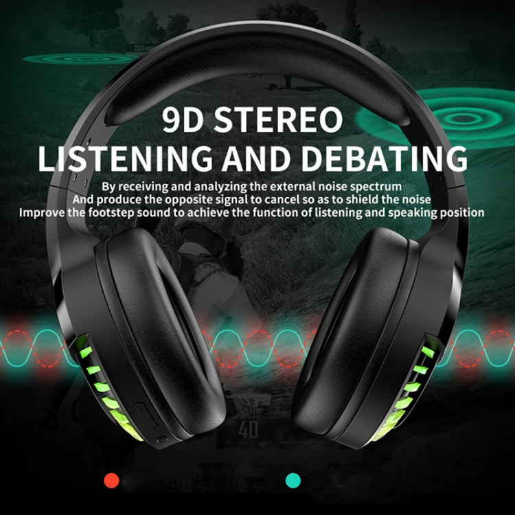 SH33 Bluetooth Wired Dual-mode RGB Headset Mobile Phone Heavy Bass Noise Reduction Gaming Headset, Black, Pink