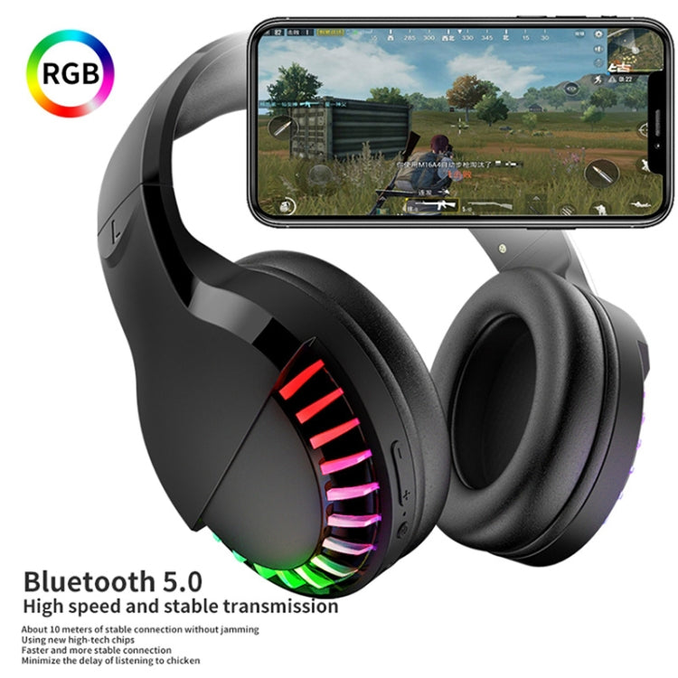 SH33 Bluetooth Wired Dual-mode RGB Headset Mobile Phone Heavy Bass Noise Reduction Gaming Headset, Black, Pink