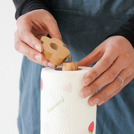 Kitchen Vertical Solid Wood Roll Paper Holder Small Flower Lazy Rag Rack, Vertical Rag Rack