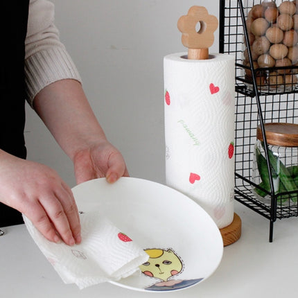 Kitchen Vertical Solid Wood Roll Paper Holder Small Flower Lazy Rag Rack, Vertical Rag Rack