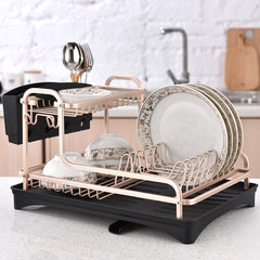Double-layer Space Aluminum Dish Rack Kitchen Drain Rack, Double-layer Drain Rack