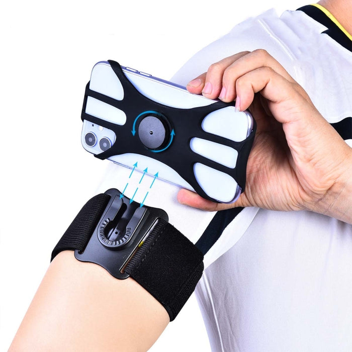 Funda para teléfono móvil deportiva con brazalete giratorio desmontable, adecuada para teléfonos móviles de 4,5 a 7 pulgadas, 2 en 1