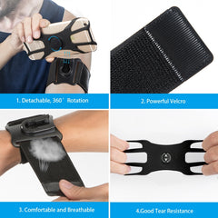 Abnehmbare drehbare Arm-Armband-Sport-Handyhülle, geeignet für 4,5-7-Zoll-Handys, 2 in 1