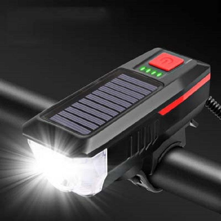 Bicycle Solar Headlight Horn Light Night Riding USB Charging Headlight Bicycle Glare Flashlight Equipment, Orange, Red, Green, Blue