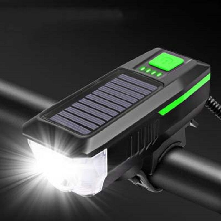 Bicycle Solar Headlight Horn Light Night Riding USB Charging Headlight Bicycle Glare Flashlight Equipment, Orange, Red, Green, Blue