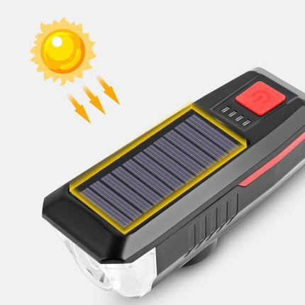 Bicycle Solar Headlight Horn Light Night Riding USB Charging Headlight Bicycle Glare Flashlight Equipment