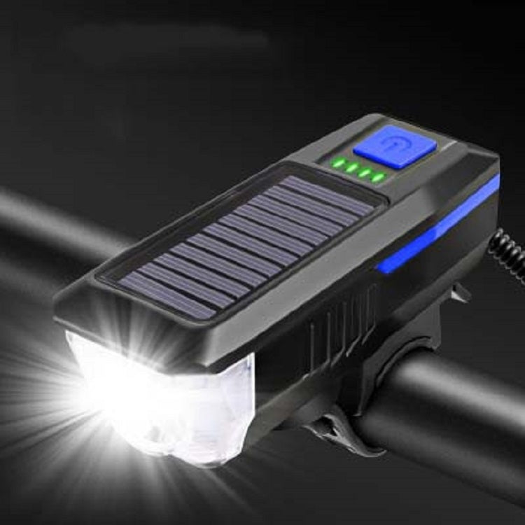 Bicycle Solar Headlight Horn Light Night Riding USB Charging Headlight Bicycle Glare Flashlight Equipment, Orange, Red, Green, Blue