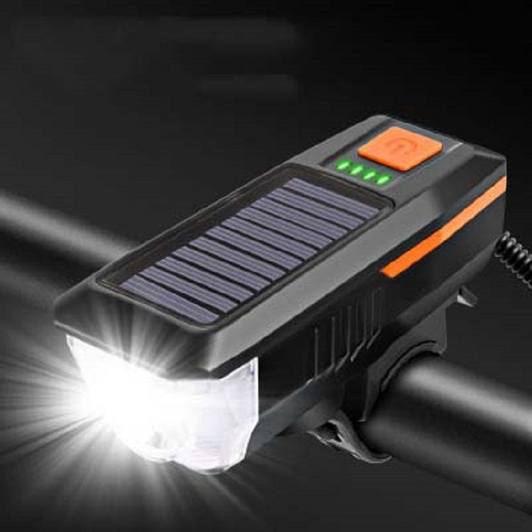 Bicycle Solar Headlight Horn Light Night Riding USB Charging Headlight Bicycle Glare Flashlight Equipment, Orange, Red, Green, Blue