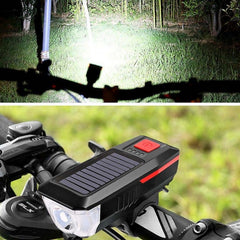 Bicycle Solar Headlight Horn Light Night Riding USB Charging Headlight Bicycle Glare Flashlight Equipment, Orange, Red, Green, Blue