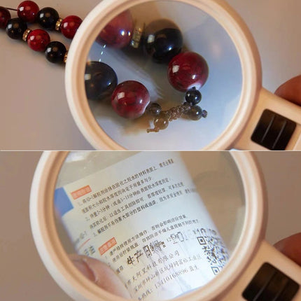 Handgehaltene hochauflösende Linse mit LED-Licht zum Lesen und Pflegen einer Lupe für ältere Menschen, 95 mm 10-fach, 110 mm 30-fach Doppellinse