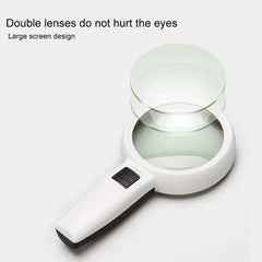 Handheld High-definition Lens with LED Light Reading and Maintenance Magnifying Glass for the Elderly, 95mm 10 Times, 110mm 30 Times Double Lens