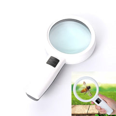 Handheld High-definition Lens with LED Light Reading and Maintenance Magnifying Glass for the Elderly, 95mm 10 Times, 110mm 30 Times Double Lens