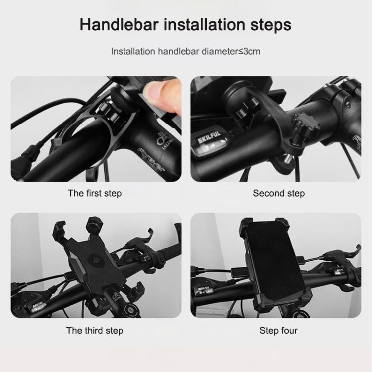 Electric Bicycle Mobile Phone Holder Can Be Rotated 360-degree Mobile Phone Holder Four-way Adjustment Bracket for Motorcycle, Handlebars, Rearview Mirrors