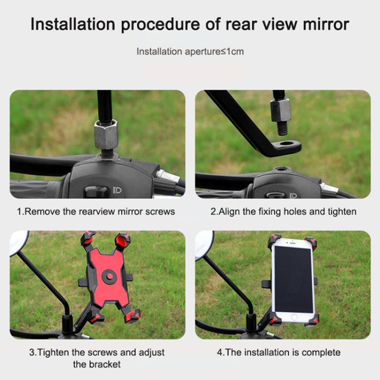 Electric Bicycle Mobile Phone Holder Can Be Rotated 360-degree Mobile Phone Holder Four-way Adjustment Bracket for Motorcycle, Handlebars, Rearview Mirrors