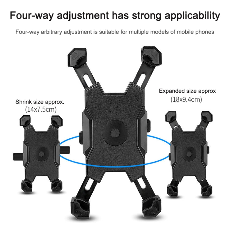 Electric Bicycle Mobile Phone Holder Can Be Rotated 360-degree Mobile Phone Holder Four-way Adjustment Bracket for Motorcycle, Handlebars, Rearview Mirrors