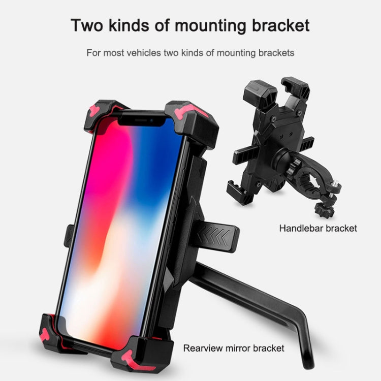 Electric Bicycle Mobile Phone Holder Can Be Rotated 360-degree Mobile Phone Holder Four-way Adjustment Bracket for Motorcycle, Handlebars, Rearview Mirrors