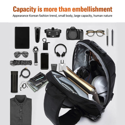 OZUKO 9223 Anti-theft Men Chest Bag Waterproof Crossbody Bag with External USB Charging Port, Standard Size, Large Size