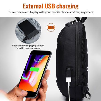 OZUKO 9223 Anti-theft Men Chest Bag Waterproof Crossbody Bag with External USB Charging Port, Standard Size, Large Size