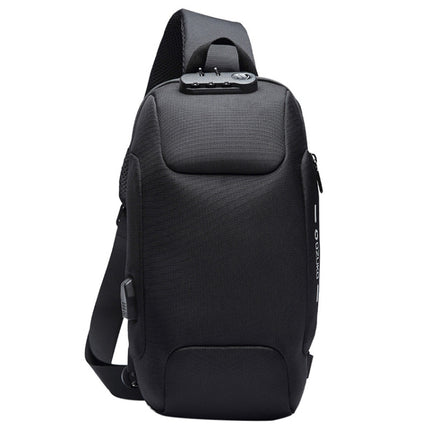 OZUKO 9223 Anti-theft Men Chest Bag Waterproof Crossbody Bag with External USB Charging Port, Standard Size, Large Size