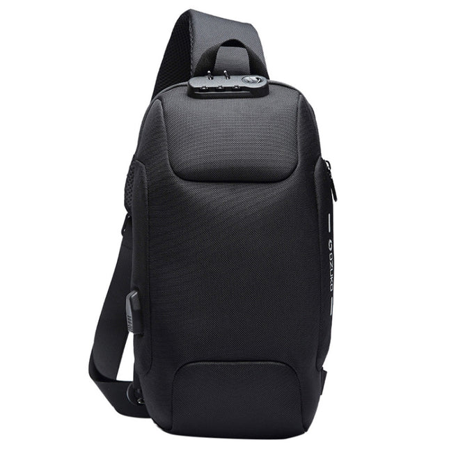 OZUKO 9223 Anti-theft Men Chest Bag Waterproof Crossbody Bag with External USB Charging Port, Standard Size, Large Size