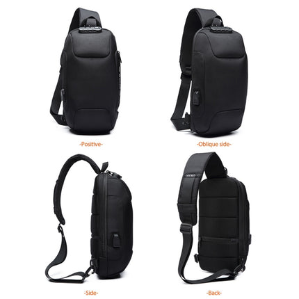 OZUKO 9223 Anti-theft Men Chest Bag Waterproof Crossbody Bag with External USB Charging Port, Standard Size, Large Size