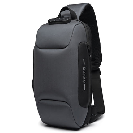 OZUKO 9223 Anti-theft Men Chest Bag Waterproof Crossbody Bag with External USB Charging Port, Standard Size, Large Size