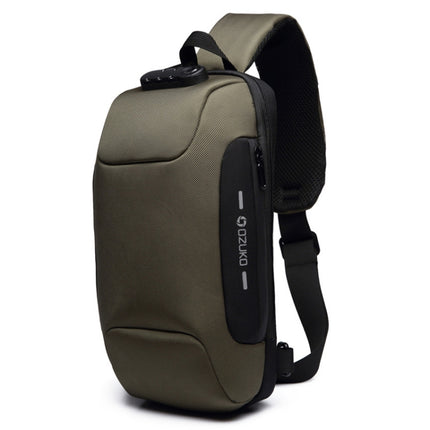 OZUKO 9223 Anti-theft Men Chest Bag Waterproof Crossbody Bag with External USB Charging Port, Standard Size, Large Size