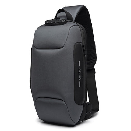OZUKO 9223 Anti-theft Men Chest Bag Waterproof Crossbody Bag with External USB Charging Port, Standard Size, Large Size