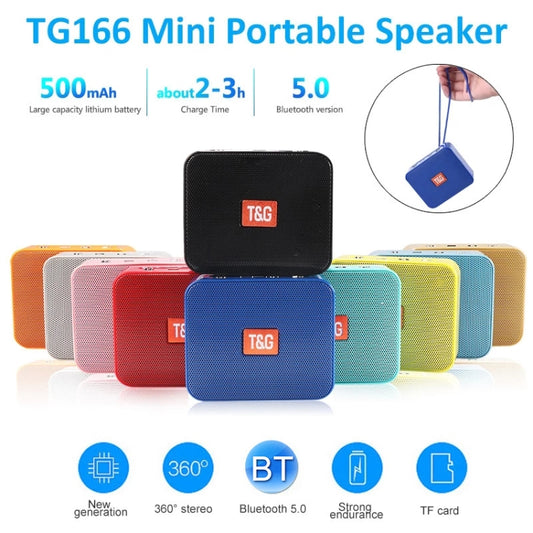 T&G TG166 Color Portable Wireless Bluetooth Small Speaker, Pink, Blue, Brown, Yellow, Black, Red, Silver Gray, Orange, Green, Light Blue