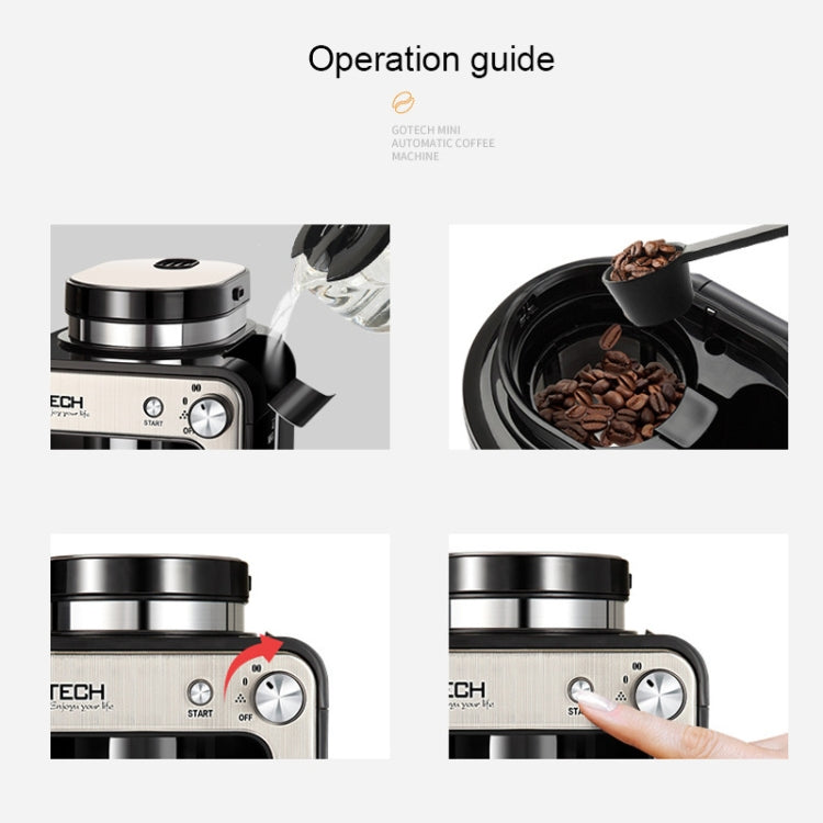 GOTECH Household Small Coffee Machine Automatic Grinding Integrated Commercial Freshly Ground Drip Coffee Pot