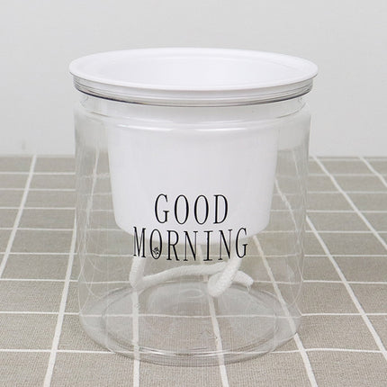 Automatic Water Absorption Hydroponic Pot Succulent Plant Flower Pot, Transparent Without Words, Transparent With Words