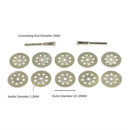 8 Holes Emery Cutting Chip Jade  Saw Blade Electric Grinder Accessories, 10 Saw Blade 2 Connecting rod 30MM, 10 Saw Blade 2 Connecting rod 20MM, 10 Saw Blade 2 Connecting rod 22MM, 10 Saw Blade 2 Connecting rod 25MM