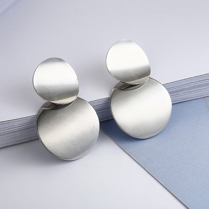 Unique Metal Drop Earrings Round Statement Earrings for Women Jewelry