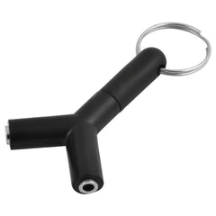 Mini Y Shaped 3.5mm Male to Double 3.5mm Female Jack Audio Headset Adapter Connector Keychain