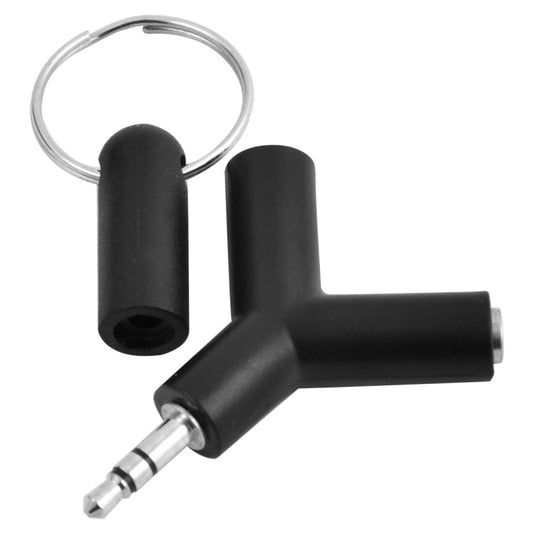 Mini Y Shaped 3.5mm Male to Double 3.5mm Female Jack Audio Headset Adapter Connector Keychain