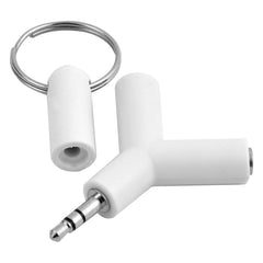 Mini Y Shaped 3.5mm Male to Double 3.5mm Female Jack Audio Headset Adapter Connector Keychain