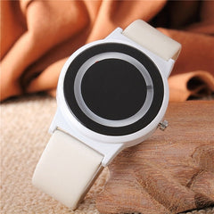 Couples Watch Harajuku Style Clock Candy Color PU Leather Strap Quartz Wrist Watches For Unisex Women Men