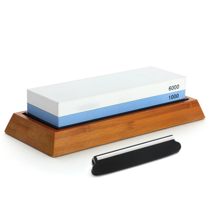 1000/6000 Red White Whetstone Double-sided Bamboo Base Set, Blue White Whetstone