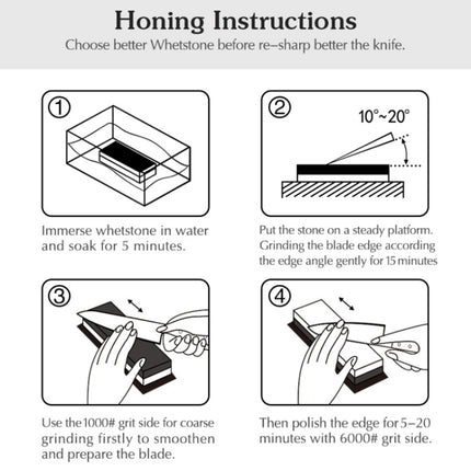 1000/6000 Red White Whetstone Double-sided Bamboo Base Set, Blue White Whetstone