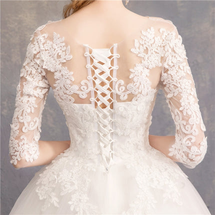 Off Shoulder Half Sleeved Lace Trailing Slimming Wedding Dress