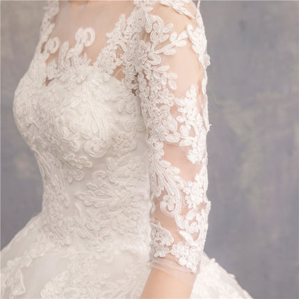 Off Shoulder Half Sleeved Lace Trailing Slimming Wedding Dress