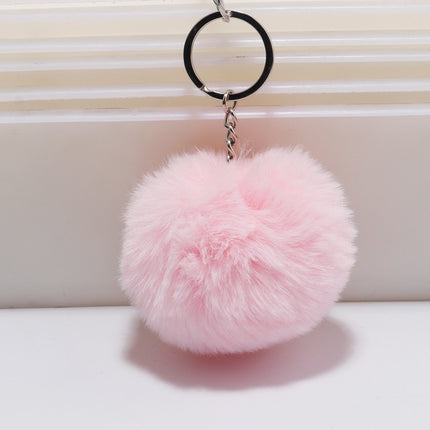 Simple Key Chain Fur Ball Pompon Keychain Pompom Artificial Rabbit Fur Animal Keychains for Woman Car Bag Key Rings