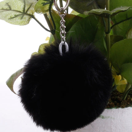 Simple Key Chain Fur Ball Pompon Keychain Pompom Artificial Rabbit Fur Animal Keychains for Woman Car Bag Key Rings