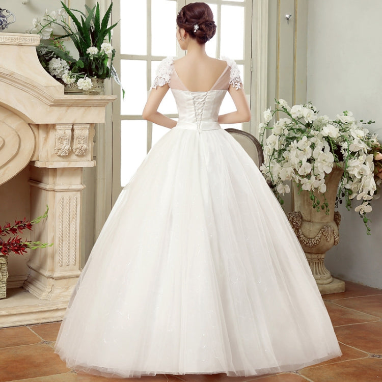 Vintage Lace Short Sleeved Round Neck Slim Slim Wedding Dress