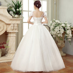 Vintage Lace Short Sleeved Round Neck Slim Slim Wedding Dress
